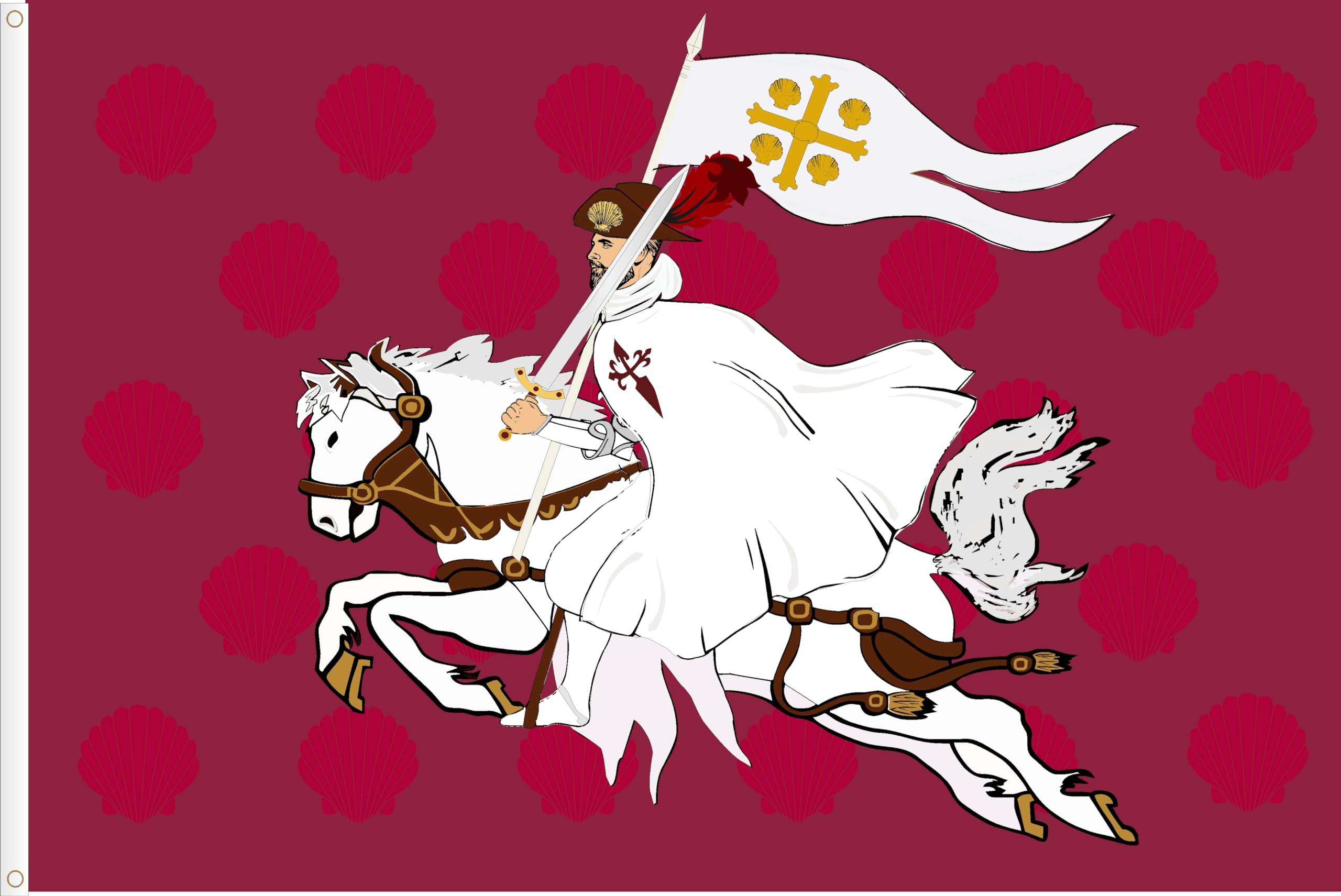 WORLDFLAGS SANTIAGO STANDARD FLAG. SPAIN PATTERN. PREMIUM SATIN QUALITY. LARGE SIZE 150X90