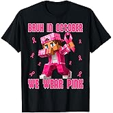 Breast Cancer Shirt Kids Boys Bruh in October We Wear Pink T-Shirt