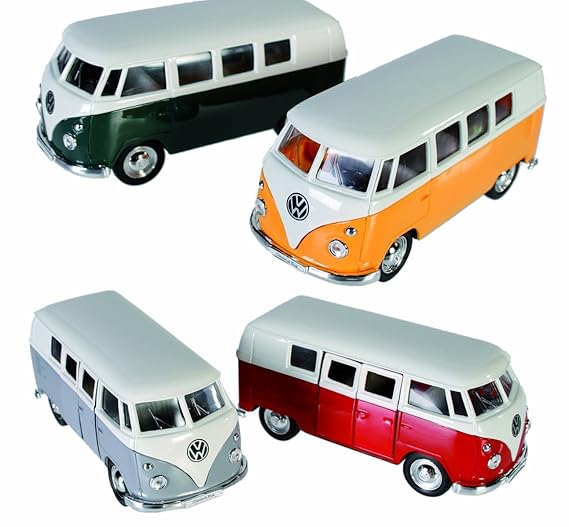 VW 1962 Die Cast Metal Camper Van Bus with Pull Back & Go Action
