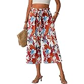 Lepunuo Capri Pants for Women Wide Leg Summer Capris Pant Palazzo Loose Fit Casual Trousers with Pockets 2026 Trendy