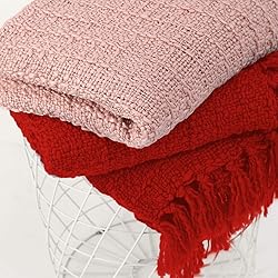 PANDATEX Thick Chunky Red Knitted Throw Blanket for