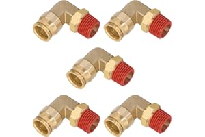 Boeray 5/8" Quick Push to Connect Fittings Brass 90 Degree Union Swivel Elbow Joint DOT Approved 5/8" Tube OD x 1/2" NPT Thread Air Brake Line Adapter Air Suspension Kit for Car Truck Trailers 5pcs