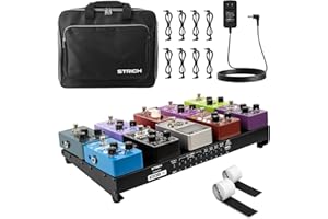 STRICH Guitar Pedal Board with Built-in Power Supply, Pedal Board 15 x 7.8" Lightweight Aluminum Alloy, PedalBoard with Pedal