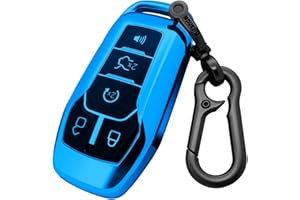 Kirsnda for Ford and for Lincoln key fob cover case,with keychain fit Explorer for Mustang for Edge Fusion MKZ MKC Smart Remote Vehicle Accessories,Soft TPU key case,5 Buttons(Blue)