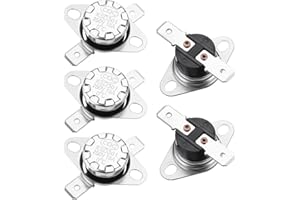 uxcell KSD301 Thermostat 0°C/32°F 10A Normally Closed N.C Adjust Snap Disc Temperature Switch for Microwave,Oven,Coffee Makers 5pcs,Bakelite Material