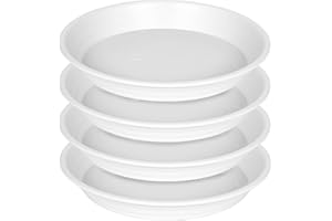 SAUCERHOME Plant Saucer Pot Tray 14 inch, 4 Packs Plastic Flower Planter Saucers and Drip Trays for Indoors Outdoors, Heavy Sturdy Durable Plant Plate Water Catcher (White)