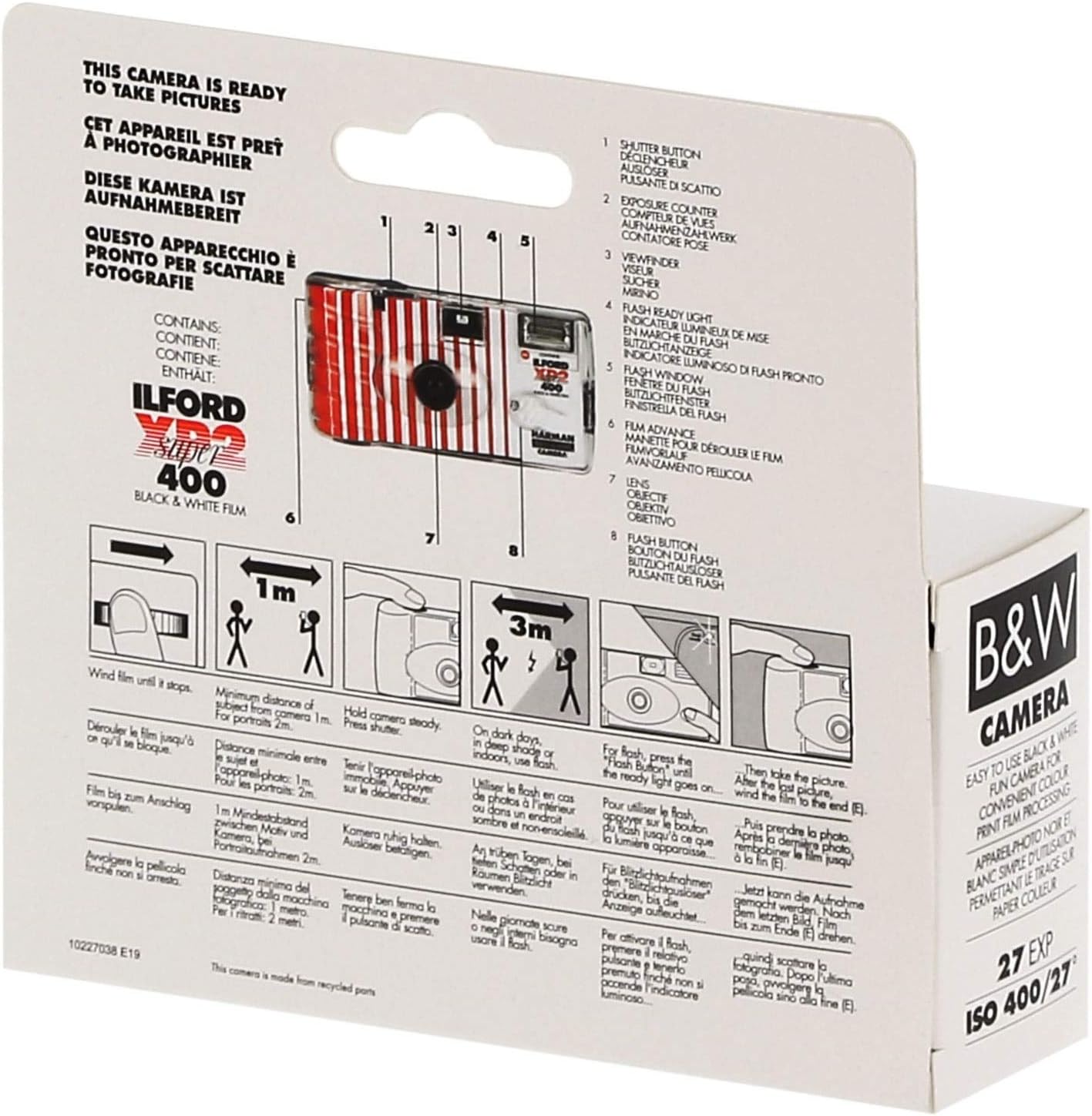 Ilford XP2 Super Single Use Camera with Flash (27 Exposures) black and white film CAT1174186, red, Pack Of 1 - Image 3