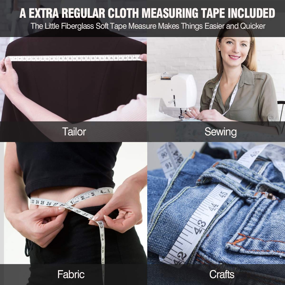 2PCS Body Measure Tape 60inch (150cm), Automatic Telescopic Tape Measure for Body Measurement & Weight Loss, Accurate Tape Measure for Tailor, Sewing, Fitness, Handcrafts, Clothes