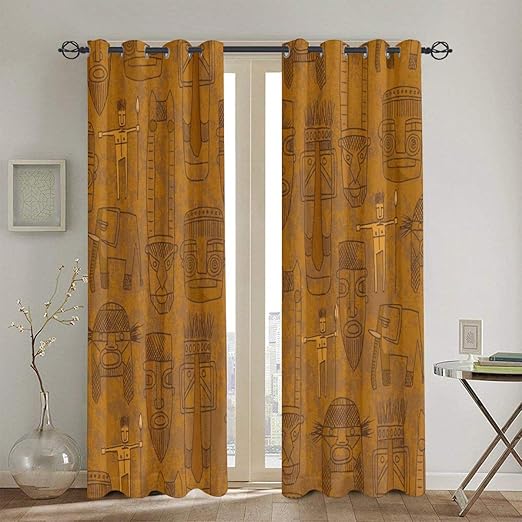 Amazon 遮光遮熱カーテン アフリカの 壁紙 高級感 寝室 2枚組シンプル セット 260 210cm カーテン オンライン通販