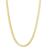 Fiusem Gold Plated Necklace for Women, 14K Gold Plated Herringbone Chain Necklaces, Snake Choker Chain for Women