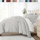 ienjoy Home Hotel Collection Soft Brushed Microfiber Duver Cover Set Light Gray 3 Piece Quality Duvet, Twin, Lgray