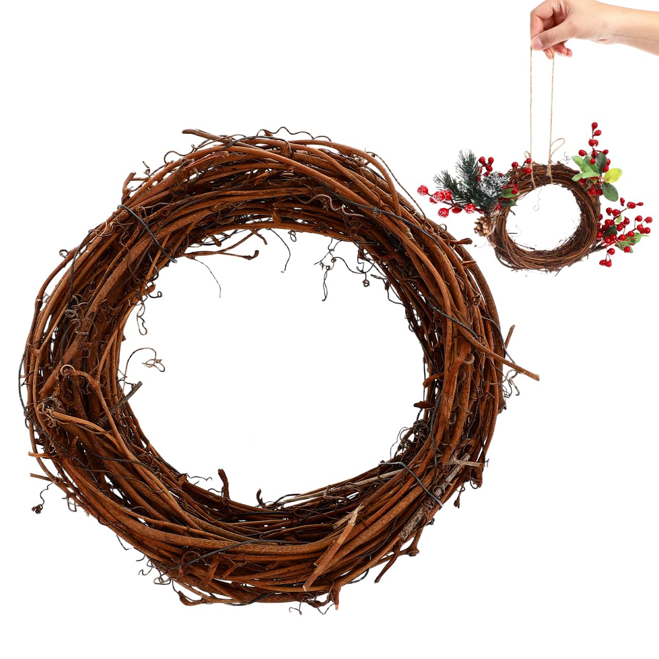 CLISPEED 15ft Natural Grapevine Wreath : Rattan Garland Grapevine Branch Making Supplies for DIY Crafts Spring Front Door Base Wreath Ring Wicker Wall Decor