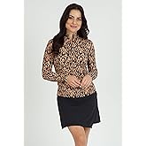 IBKUL Athleisure Wear Sun Protective UPF 50+ Icefil Cooling Gemma Print Long Sleeve Mock Neck Top – 10758