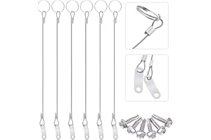 Glarks 12Pcs 11 Inches Lanyard Cable Set Including 6Pcs 304 Stainless Steel Safety Tether Wire with Quick Release Ring and Ru
