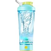 VOLTRX Electric Shaker Bottle - VortexBoost Portable USB C Rechargeable Protein Shake Mixer, Shaker Cups for Protein Shakes, BPA Free, Waterproof, Colored Light Base, 24 oz (Aurora Green)