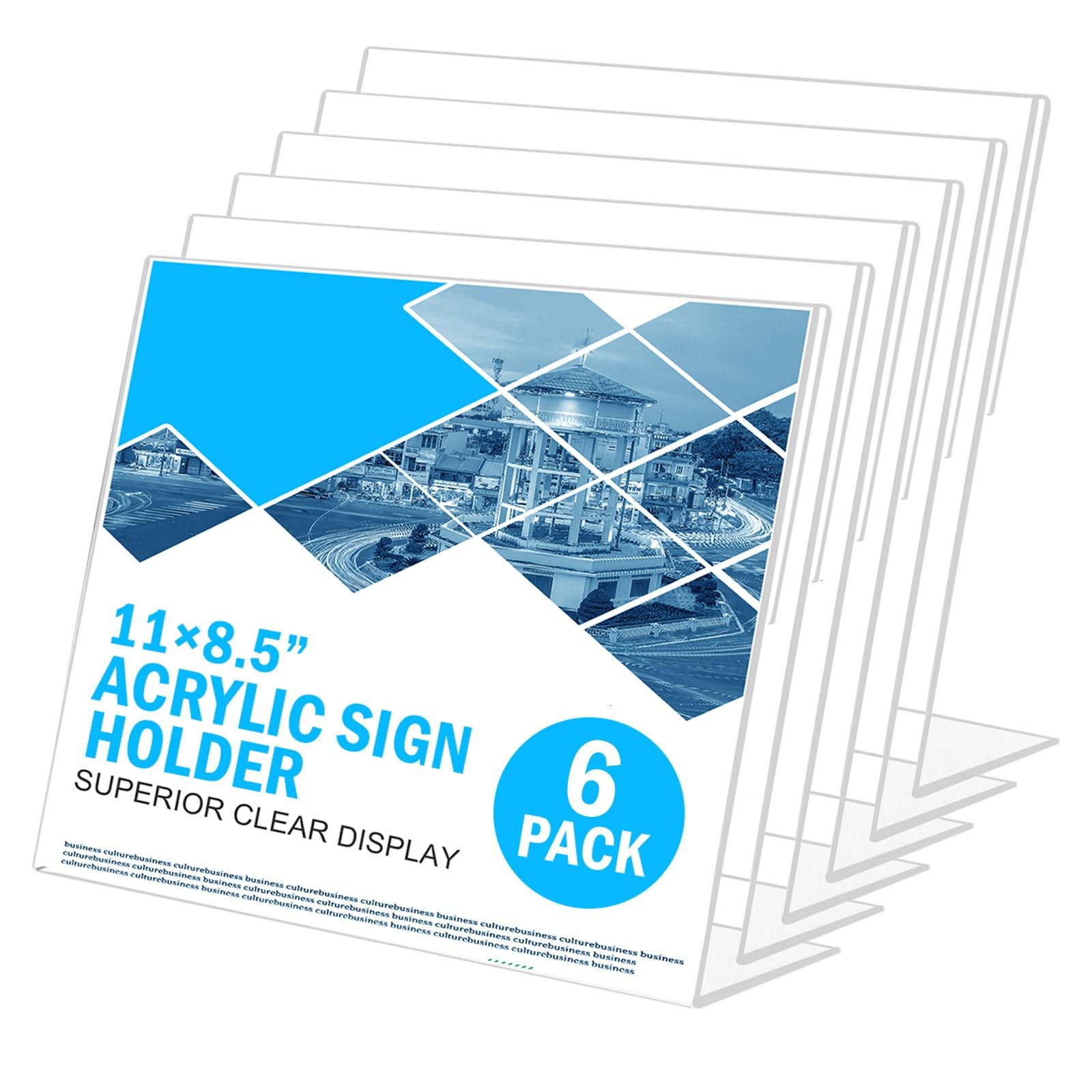 Photo 1 of COYMOS Acrylic Sign Holder 8.5 x 11 Horizontal 6 Pack Slant Back Acrylic Stands for Display Plexiglass Clear Acrylic Display Stands for Ad Frame, Picture Photo Frames, Promotions, Restaurants, Office