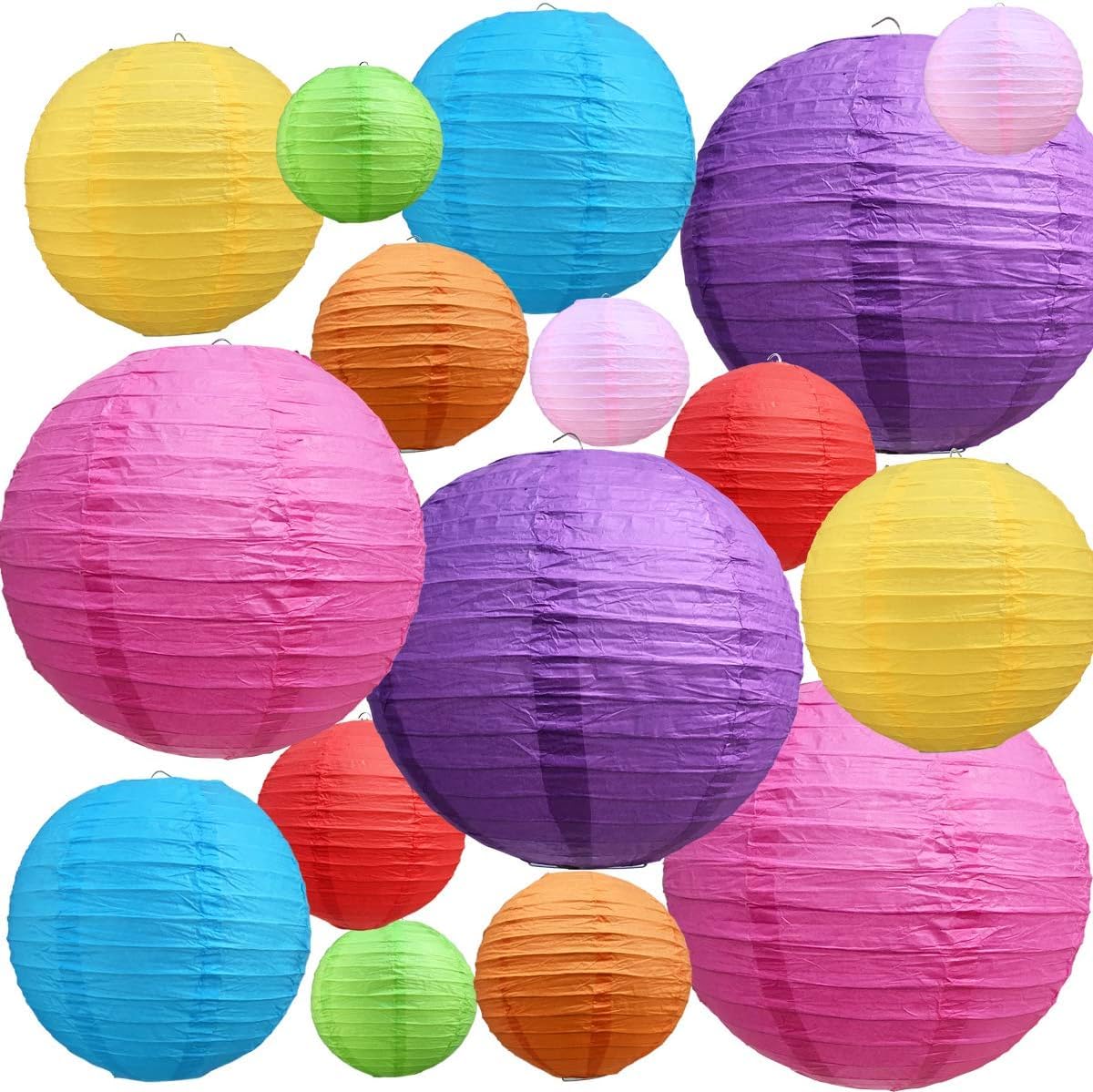 Photo 1 of 10 Pack Colorful Paper Lanterns with Marker Pen for Family, Weddings, Birthdays, Memorials and Party Celebrations