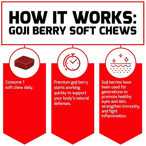 FORCE FACTOR GOJI BERRY SOFT CHEWS SUPERFOOD ANTIOXIDANTS SUPPLEMENT TO SUPPORT HEALTHY EYES AND SKIN, IMMUNE HEALTH, AND INFLAMMATION, NON-GMO, GLUTEN-FREE, & VEGAN, GOJI BERRY FLAVOR, 30 SOFT CHEWS