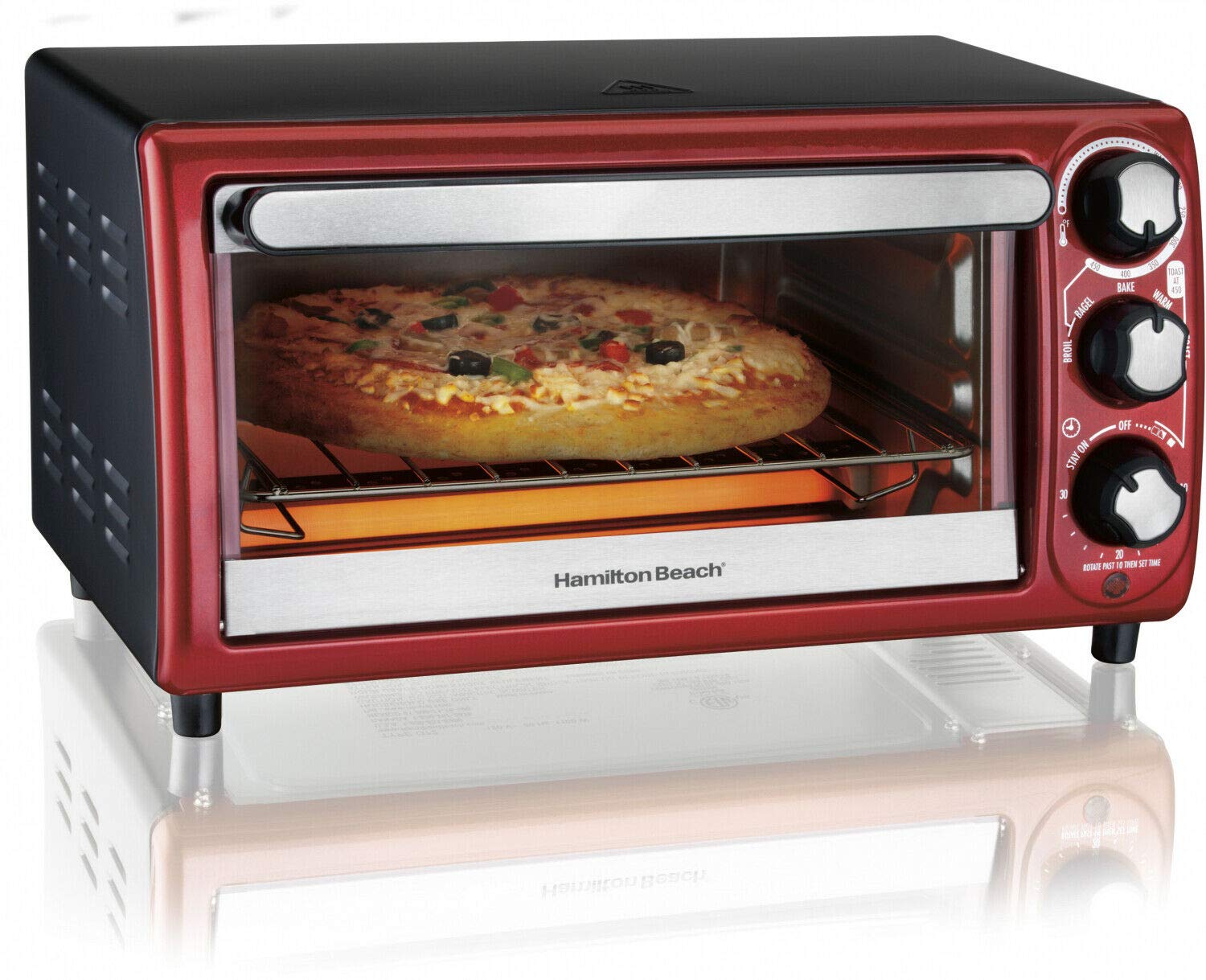 Photo 1 of Hamilton Beach 4-Slice Toaster Oven, Red