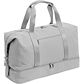 Oeihuivt Weekender Bags for Women - 21 Inch Large Travel Duffel Bag 2-Piece Set with Shoe Compartment, Heavy-Duty Canvas Leather Carry On Overnight Tote