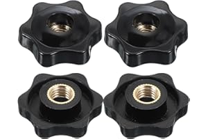 PATIKIL M8 x 32mm Through Hole Knob Nut Screw, 4 Pcs Brass Screw-On Female Thread Knob Plastic Star Knobs Clamping Handles Th