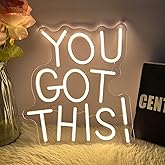 You Got This Neon Sign Warm White USB Powered Adjustable Brightness Dimmable LED Neon Signs for Bedroom Inspirational Letter Neon Light for Office Classroom Lights up Signs for Wall Decor