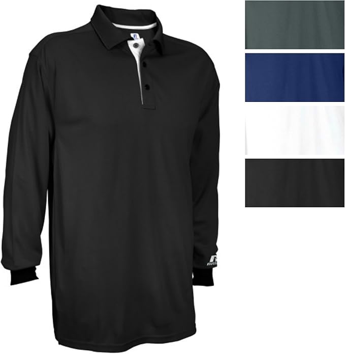 Russell Athletic Men's Team Essential Long Sleeve Gameday Polo (Black, X-Large) at Amazon Menâs 