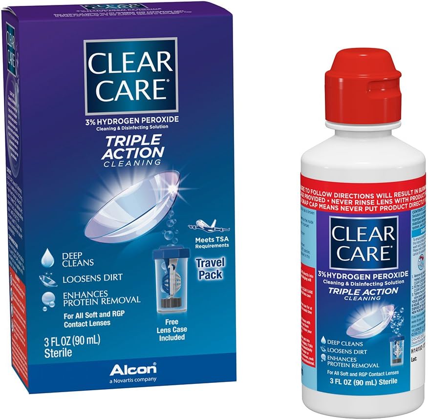Clear Care Cleaning & Disinfecting Solution with Lens Case, Twin Pack, 12 Fl Oz (Pack of 2): Health & Personal Care
