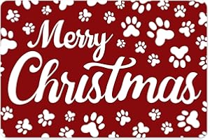 PTFFF Christmas Mats for Dog Bowls Pet Feeding Mat Absorbent Dog Food Mat for Water Spill, Christmas Food Mat Dog Mat for Food and Water Bowl, Quick Dry Dog Water Dispenser Mat