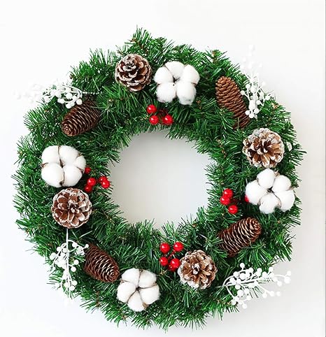 Amazon Co Jp クリスマスリース クリスマス飾り クリスマスリースのドアの壁飾り クリスマスリースのフロントドアの外 休日クリスマス パーティーの装飾のための人工的なクリスマスリースのフロントドア Color Style 3 Size 50cm ホーム キッチン