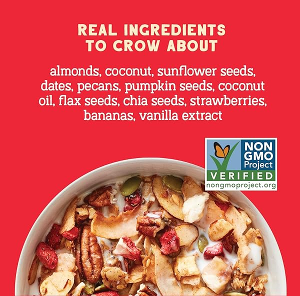 SEVEN SUNDAYS NUT GRANOLA CEREAL, RISE & SHINE STRAWBERRY BANANA NUT, 20 OZ BAG, GRAIN & GLUTEN FREE, 5G PROTEIN, 5G NET CARBS, KETO FRIENDLY