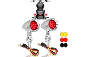 DREAMIZER 2pcs Chrome Bullet 15 LEDs Motorcycle Turn Signal Lights Front and Rear Indicator Lamps Compatible for Harley Honda Yamaha Cruiser Softail Sportster StreetBike Chopper Bobber