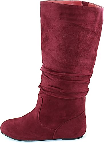 red knee high flat boots