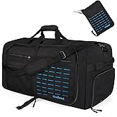 Foldable Travel Duffle Bag,Duffle Bag with Shoes Compartment and Adjustable Strap,Large Packable Travel Bags for Men Women,Waterproof Duffel Bag