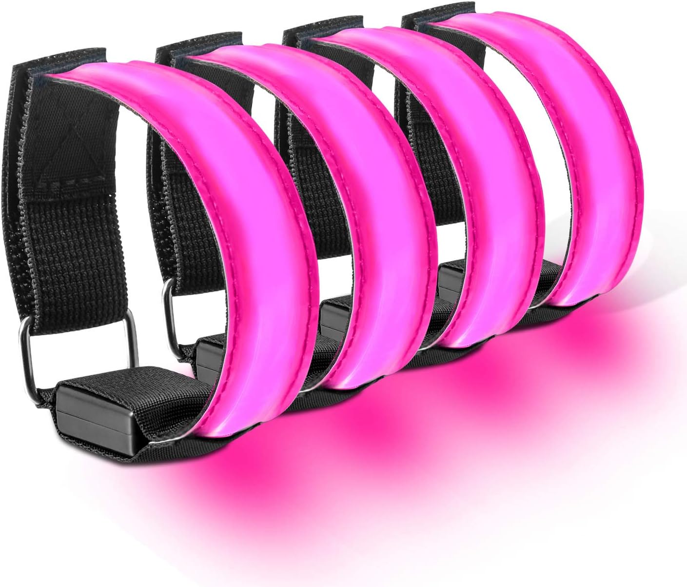 Brassards LED Lumineux Rechargeables - Lot De 4 - Étanches, Réglables - Pour Running, Vélo, Sécurité Nocturne
