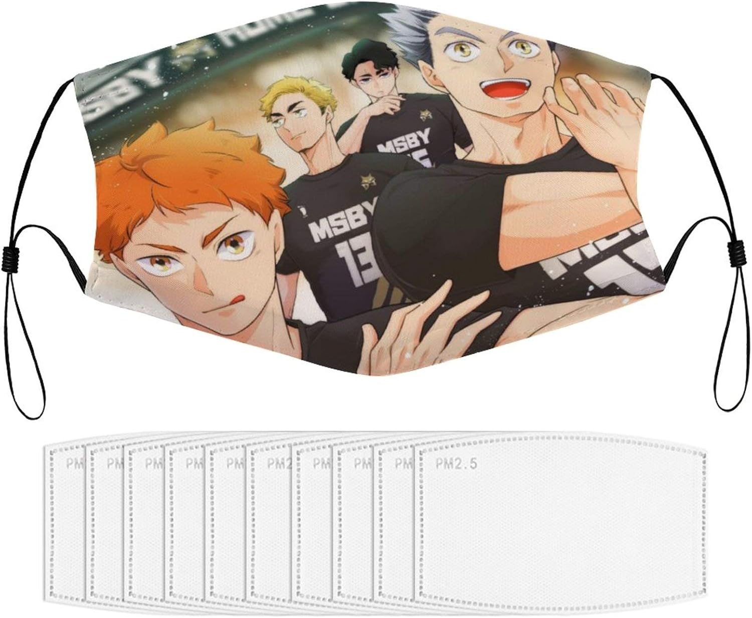 Fnuzu Haikyuu Face Mask with10 Filters, Reusable and Washable Windproof