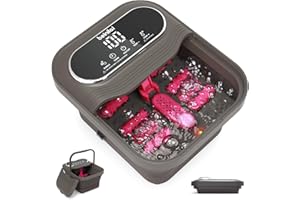 Beinilai Collapsible Foot Spa Bath with XL Touch Screen - Heat, Temp Control and Bubble Manual Foot Massager Massage Rollers, Foot Soaking Tub, Pedicure Foot spa for Stress Relief