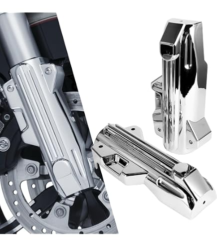FINMOKAL Chrome Motorcycle Fork Slider Accents & Covers For Harley Electra Glide, Road King, Street Glide - Pack Of 2 Upper & Lower Sets - View #12