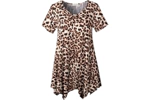 LARACE Plus Size Tops for Womens Summer Clothes Short Sleeve Shirts Casual V Neck Tunic Asymmetrical Blouses