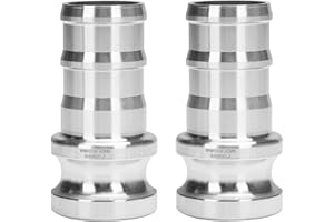 DERPIPE Aluminum PartE Camlock Fitting - 2" Male Cam lock x 2" Hose Shank Type E Cam Groove Hose Quick Disconnects Adapter (pack of 2)