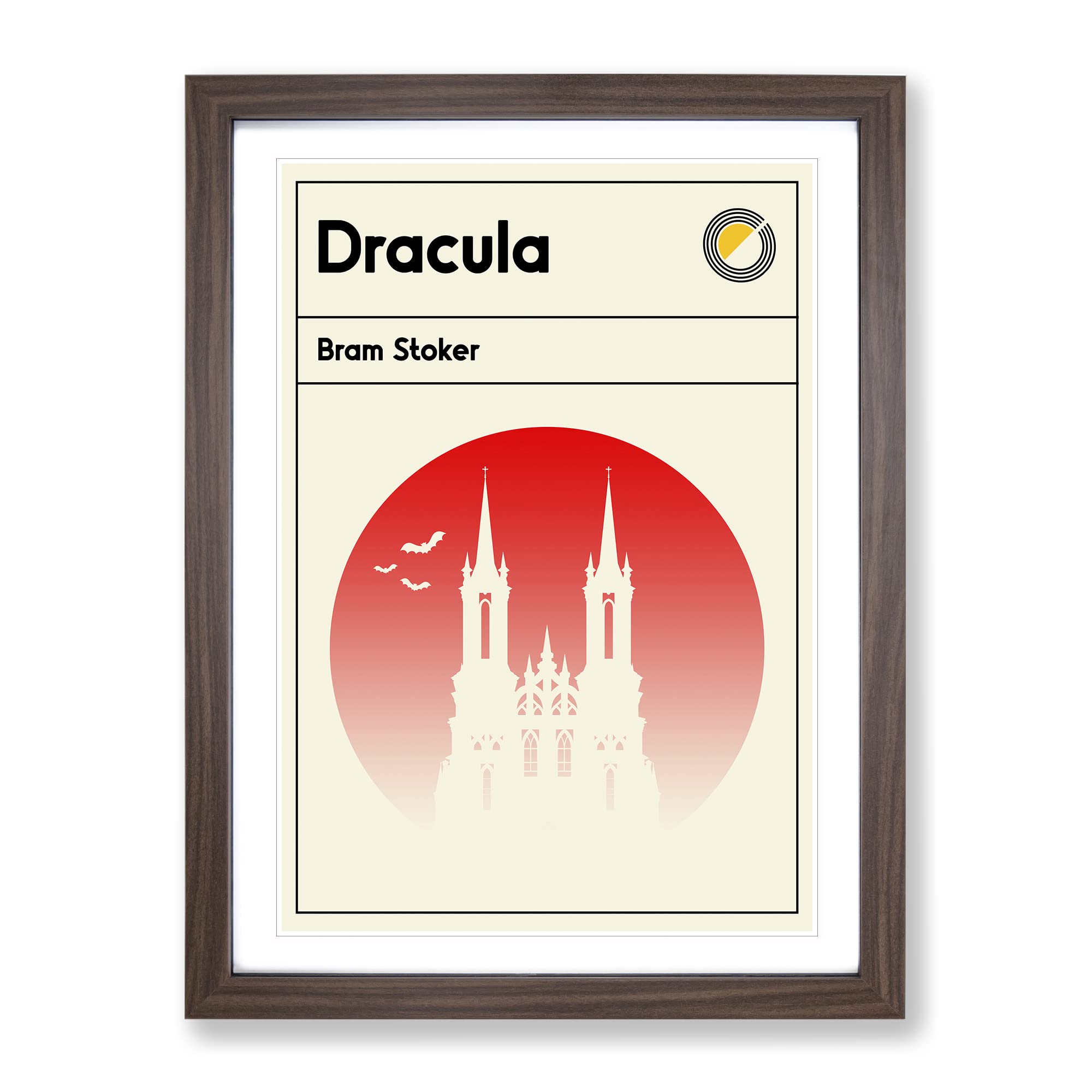 Book Cover Dracula Bram Stoker Modern Framed Wall Art Print, Ready to Hang Picture for Living Room Bedroom Home Office Décor, Walnut A4 (34 x 25 cm)