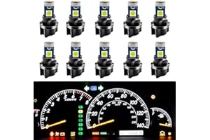 WLJH 10 Pack White Canbus T5 Led Bulb 2721 37 74 Wedge Lamp PC74 Twist Sockets Dash Dashboard Lights Instrument Panel Cluster Leds Car Replacement
