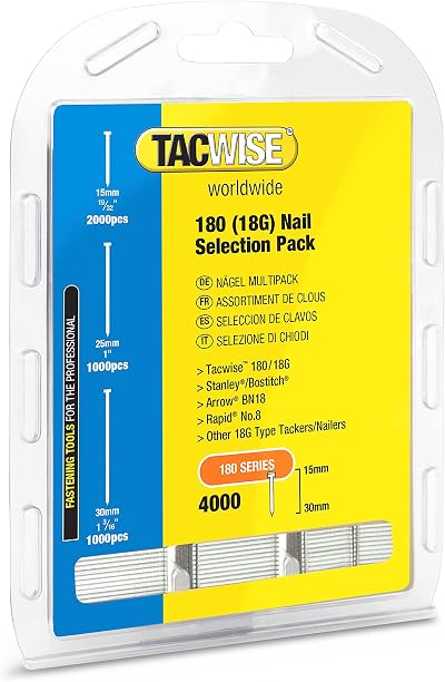 Tacwise 0205 Selection Pack 18G 15-30mm galvanised brad nails 4000