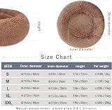 Nepfaivy Calming Donut Dog Cat Bed 23.6in Round Plush Non-Slip Washable Coffee view 5