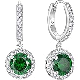 Starchenie Huggie Hoop Earrings 925 Sterling Silver Birthstones Dangel Drop Earrings Gift for Women