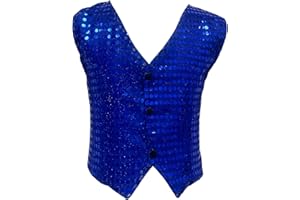 DRHOM Kids Boys Girls Sequins Waistcoat Sleeveless V neckline Hip-Hop Jazz Dance Party Stage Performance Jacket Vest Costume