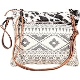 Myra Bag Canvas Mexican Bag - Fabric Boho Purses for Women with Genuine Leather Detailing and Chic Southwestern Design