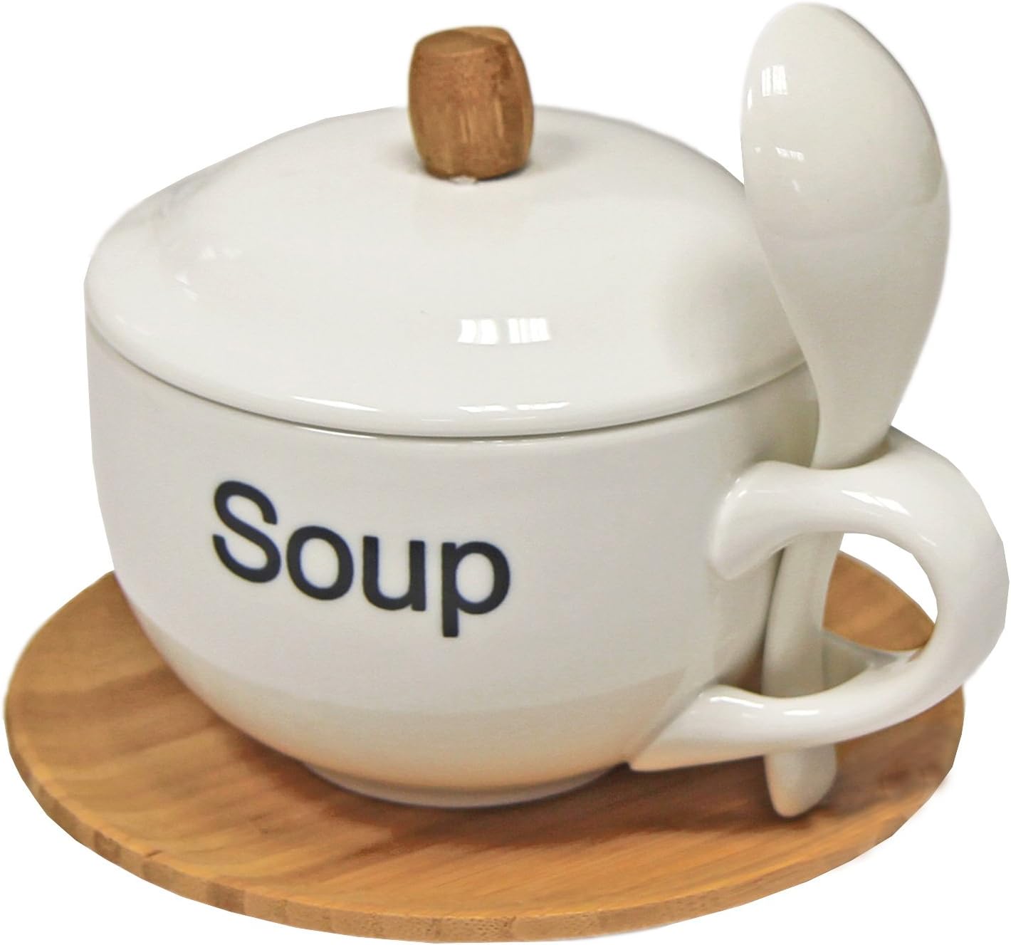 Just Contempo Ceramic Soup Bowl Set, White
