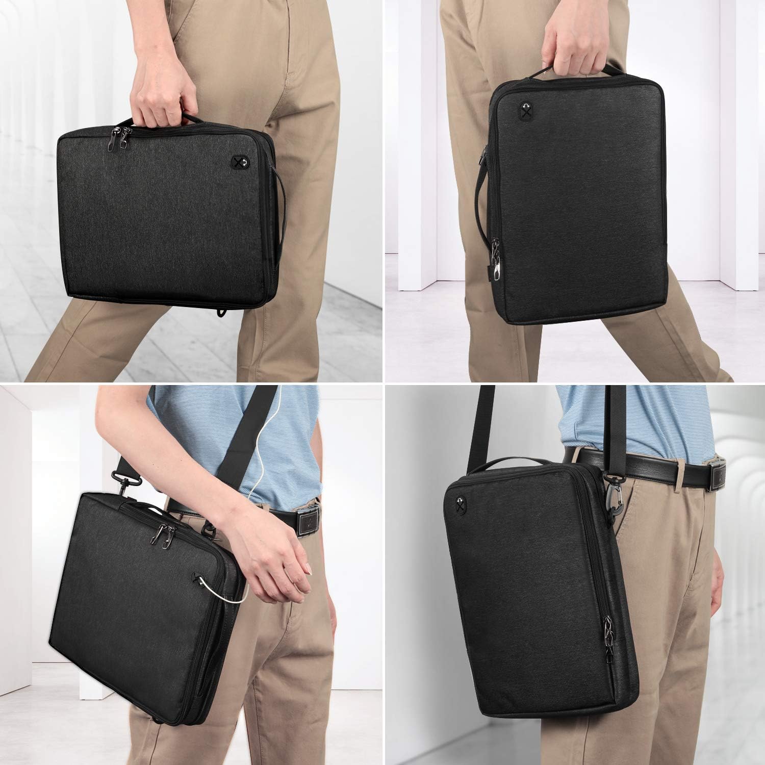 FINPAC 13-inch Laptop Shoulder Bag for 13.3'' MacBook Pro/Air, 12.9-inch iPad Pro(2018-2021), Water-Resistant Electronics Carrying Bag for Chromebook/Surface Pro/Dell/HP(Black): Shoes