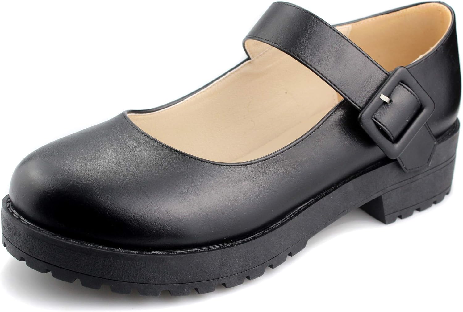 chunky heel buckle shoes